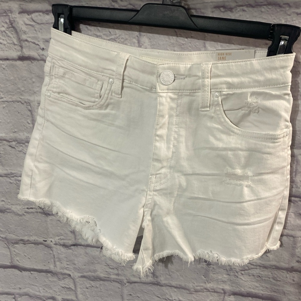 Kut from the Kloth High Rise Jane Raw Hem Denim Shorts White Size 00 New Cutoffs